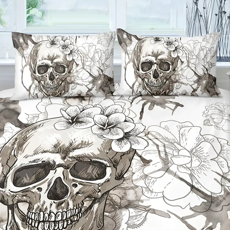 Gothic 3-Piece Skull Pattern Duvet Cover Set