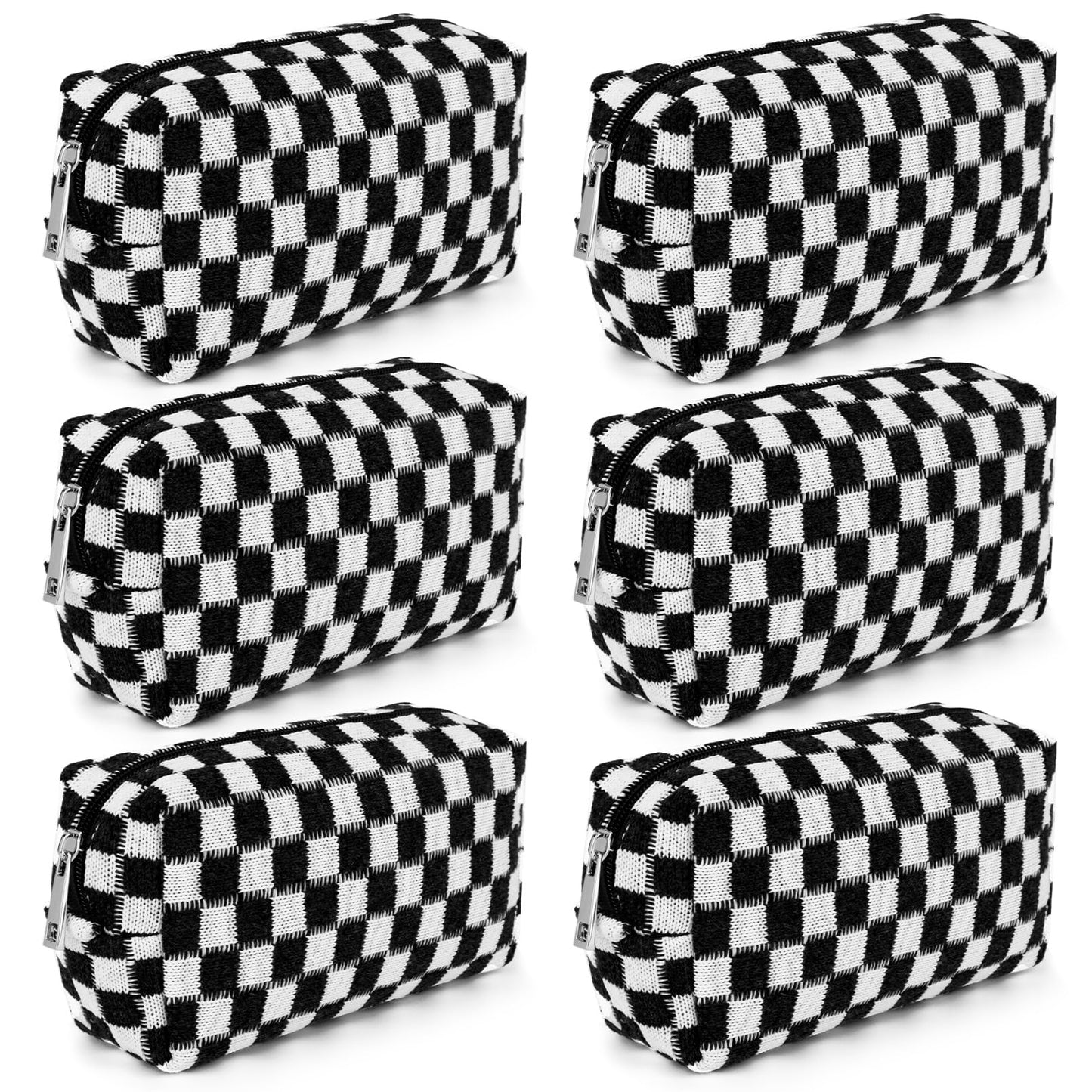 SOIDRAM Checkered Makeup Bag Preppy Cosmetic Bag Bulk Black Makeup Pouch Personalize Travel Toiletry Bag Organizer Cute DIY Makeup Brushes Storage Bag for Women