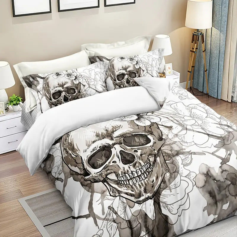 Gothic 3-Piece Skull Pattern Duvet Cover Set