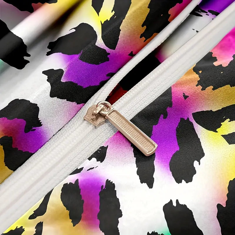 Colorful Leopard Print Duvet Cover Set (3 Pieces)