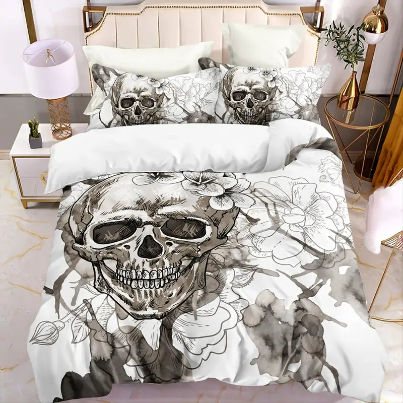 Gothic 3-Piece Skull Pattern Duvet Cover Set