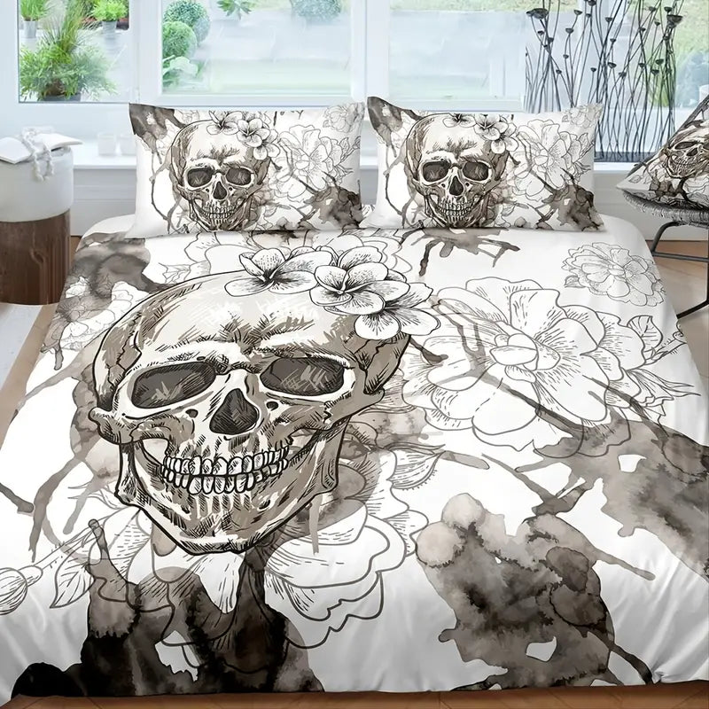 Gothic 3-Piece Skull Pattern Duvet Cover Set