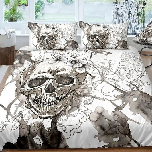 Gothic 3-Piece Skull Pattern Duvet Cover Set