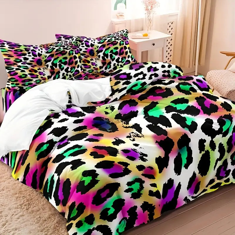 Colorful Leopard Print Duvet Cover Set (3 Pieces)